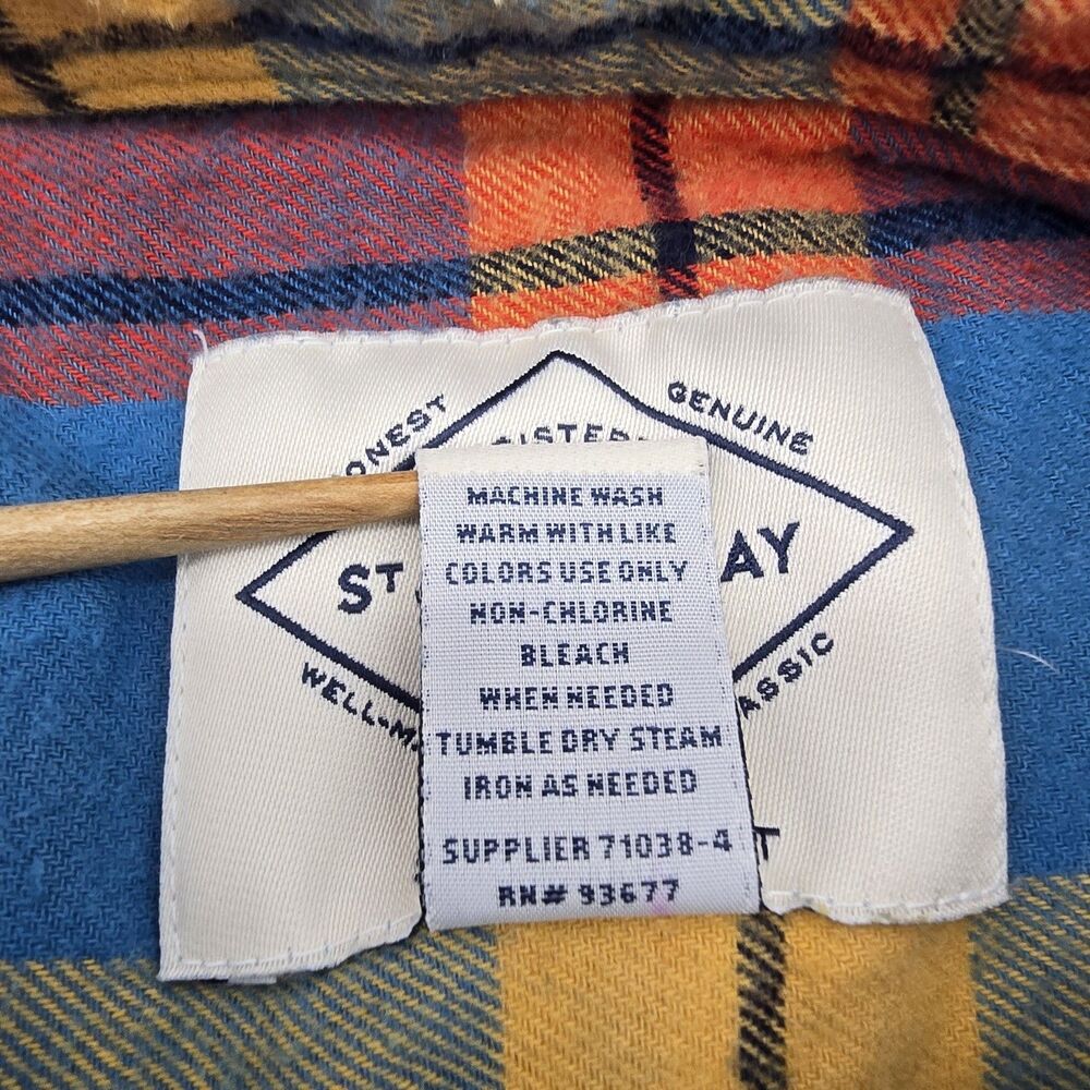 St. John's Bay Flannel Shirt Men's XL Teal, Yellow, Orange, Red Colorful - Picture 6 of 7